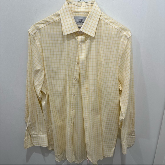 Charles Tyrwhitt Yellow and White Plaid Men’s Button Down Shirt - Picture 1 of 8